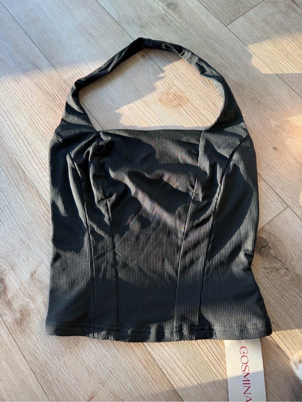 Black Ribbed Halter Top Bag